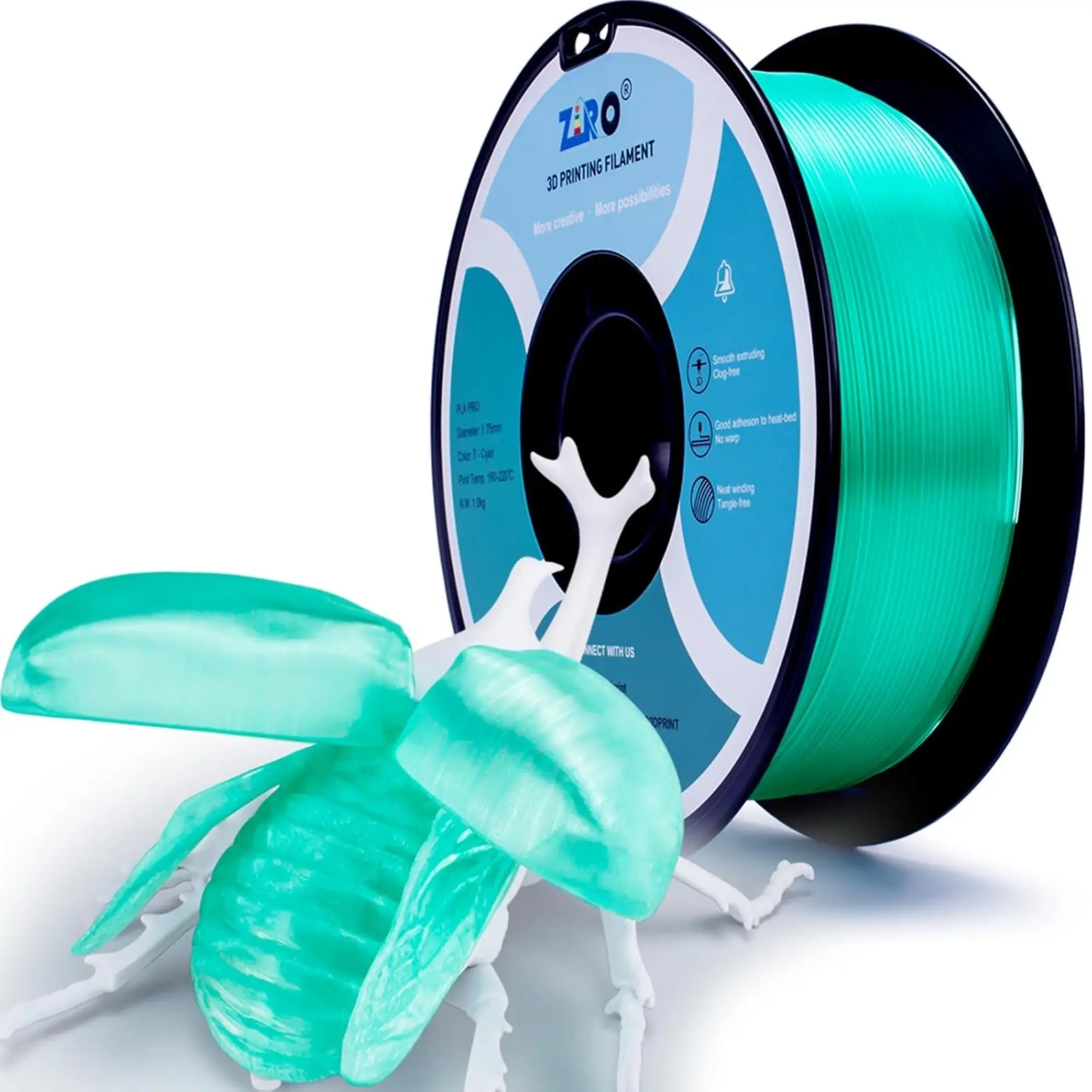 Ziro Transparent PLA PRO 3D Printer Filament, 1.75mm, Biodegradable Eco-Friendly Material, High Printability, Consistent Prints, Precise Compatibility for 3D Printing Models