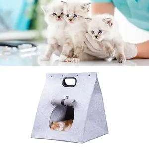 Fabater Felt Cat House, Removable Washable Felt Cat Cave for Kittens for Indoor Cats (Grey) 60*50*50cm