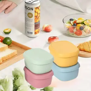 6PCS Silicone Lunch Box 200ml Leak-proof Fallable High Temperature Bento Box Snack Storage Box Juice Storage Box Sauce Box packaging
