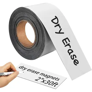 Magnetic Dry Erase Label Roll 2" Wide x 30ft Long Jumbo Size Reusable Whiteboard Magnetic Tape Self-Cut Strips for Toolbox Cabinet Whiteboard Classroom Garage & Warehouse Organization