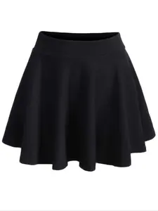 Plus Size Women's A-Line Mini Skirt, Elastic Waist Solid Color, Short Flared Design, Casual Fashion for Daily Wear