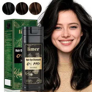 Limer 6-in-1 PPD-Free Hair Dye Shampoo,  Ammonia-Free, Gray Coverage, Herbal Ingredients, Natural Hair Health, Easy Application