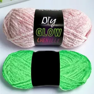 Glow in the Dark Yarn for Knitting & Crochet - DIY Soft Self-Luminous Fiber, Handmade Scarf Hat Amigurumi Making, Absorbent Glow Thread, Creative Craft Supplies Kit, Medium Weight Smooth Crocheting Material