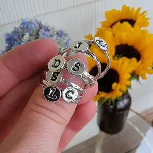 Initial Sterling Silver Stacking Rings for Women - Made to Order