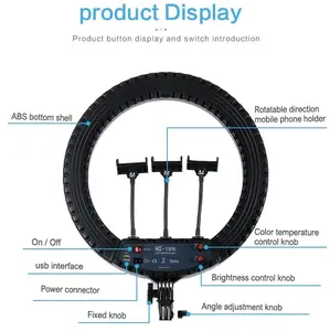 Photography 18 inch Ring Light LED Selfie Video with Remote Control Tripod Stand Photo Clip YouTube Live Streaming Lighting Photo Stodio Videography Equipment Photographic Kit Vlogging Kit Live stream Softbox