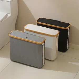 Toilet Paper Storage Basket with Lid for Bathroom, Holds 9 to 12 Rolls, Free Standing Toilet Paper Holder, Bathroom Organizer, Foldable Storage Bag