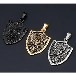 St Michael Necklace for Men - Stainless Steel Archangel Patron Amulet Medal Pendant,Saint Michael/Christopher/Joseph/Jude/Benedict/Anthony/Virgin Mary Catholic Jewelry Gift for Protection Confirmation