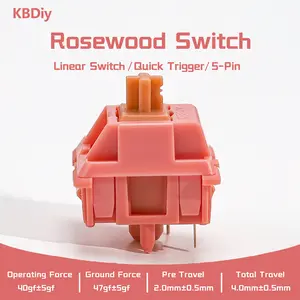 KBDiy Rosewood Keyboard Switch for Mechanical Gaming Keyboard, 5-Pin 40gf Linear Switches (35pcs)