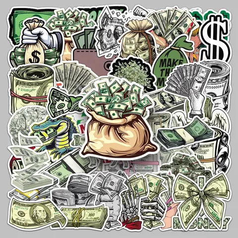 50pcs cartoon dollar creative graffiti decorative trend Graphic Decal Car Vehicle Decoration stickers Universal Car Sticker car scooter table top luggage personality stickers Decals Stickers Decal for cars Car Decorations