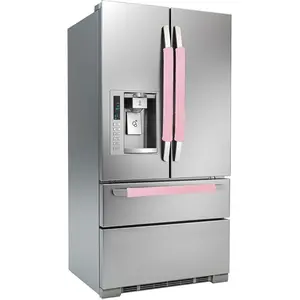 3PCS Refrigerator Door Handle Covers Decor Keep Appliance Clean Anti-Static Stains for Fridge Dishwashers Velvet (Pink)