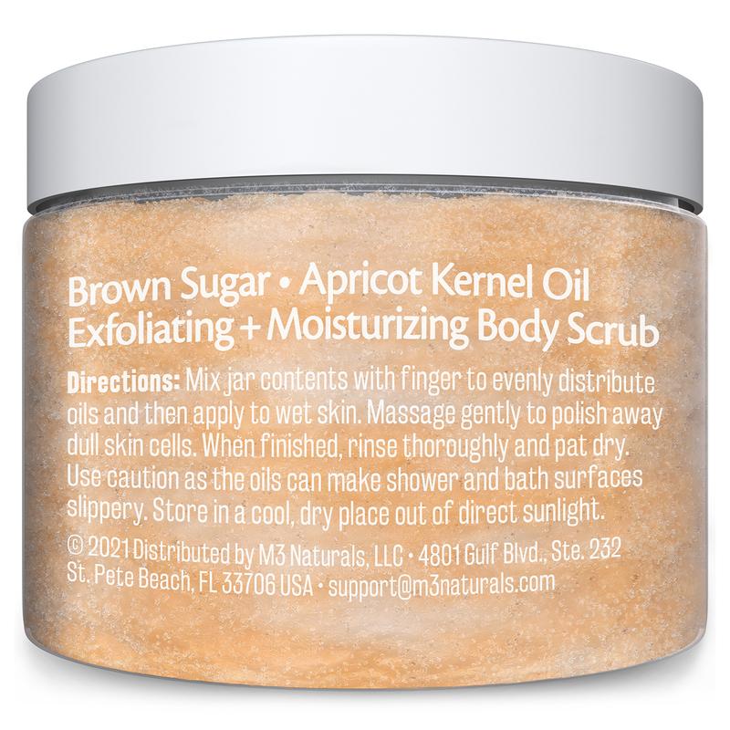 Brown Sugar Scrub Face Foot & Body Exfoliator Infused with Collagen and Stem Cell Exfoliating Salt Body Scrub for Toning Skin Cellulite Skin Care, 12oz by M3 Naturals