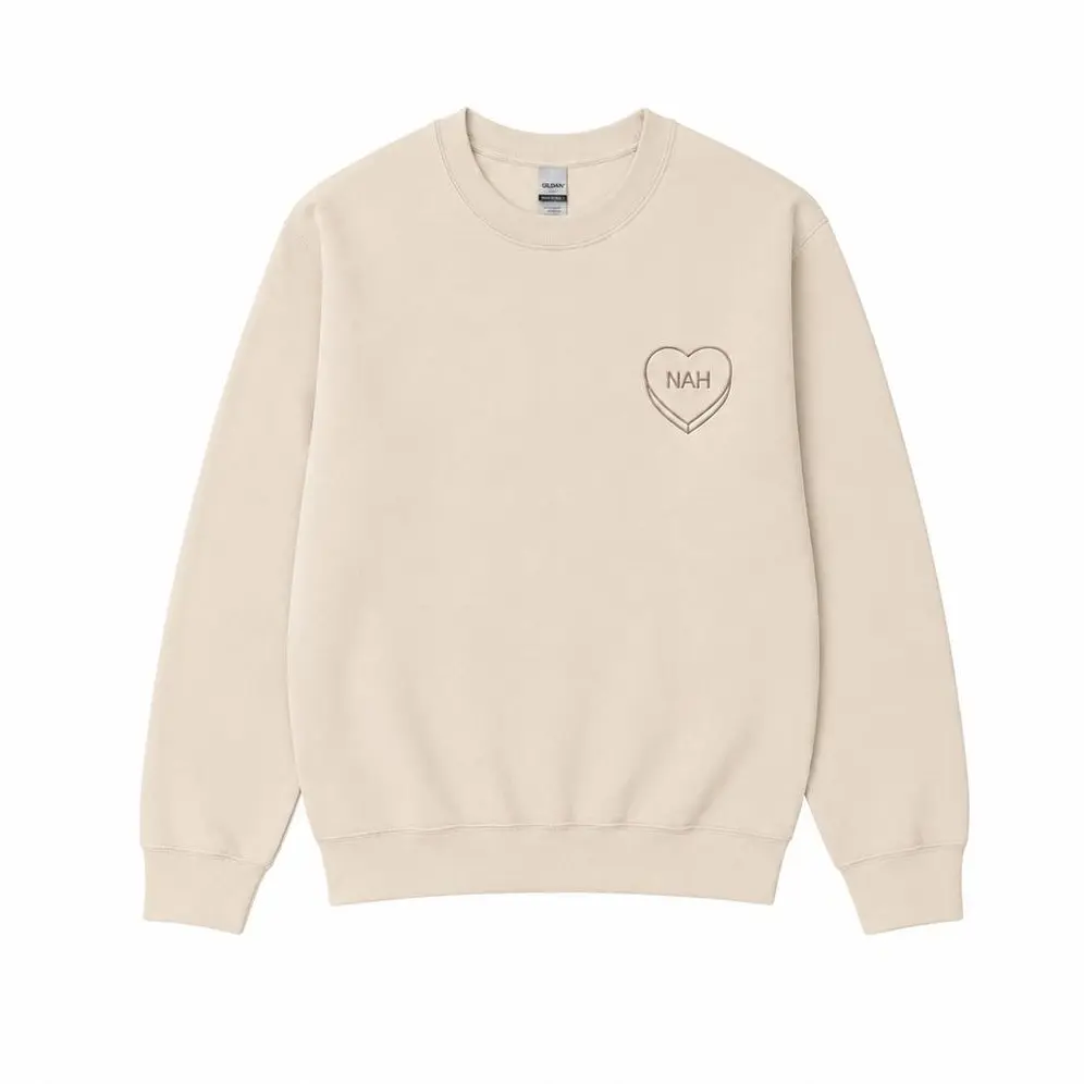 Embroidered Candy Heart Sweatshirt – Personalized Conversation Heart Sweatshirt, Funny Valentine Matching Sweatshirt Gift, Cute Love Embroidered For Her Him, Valentine Day