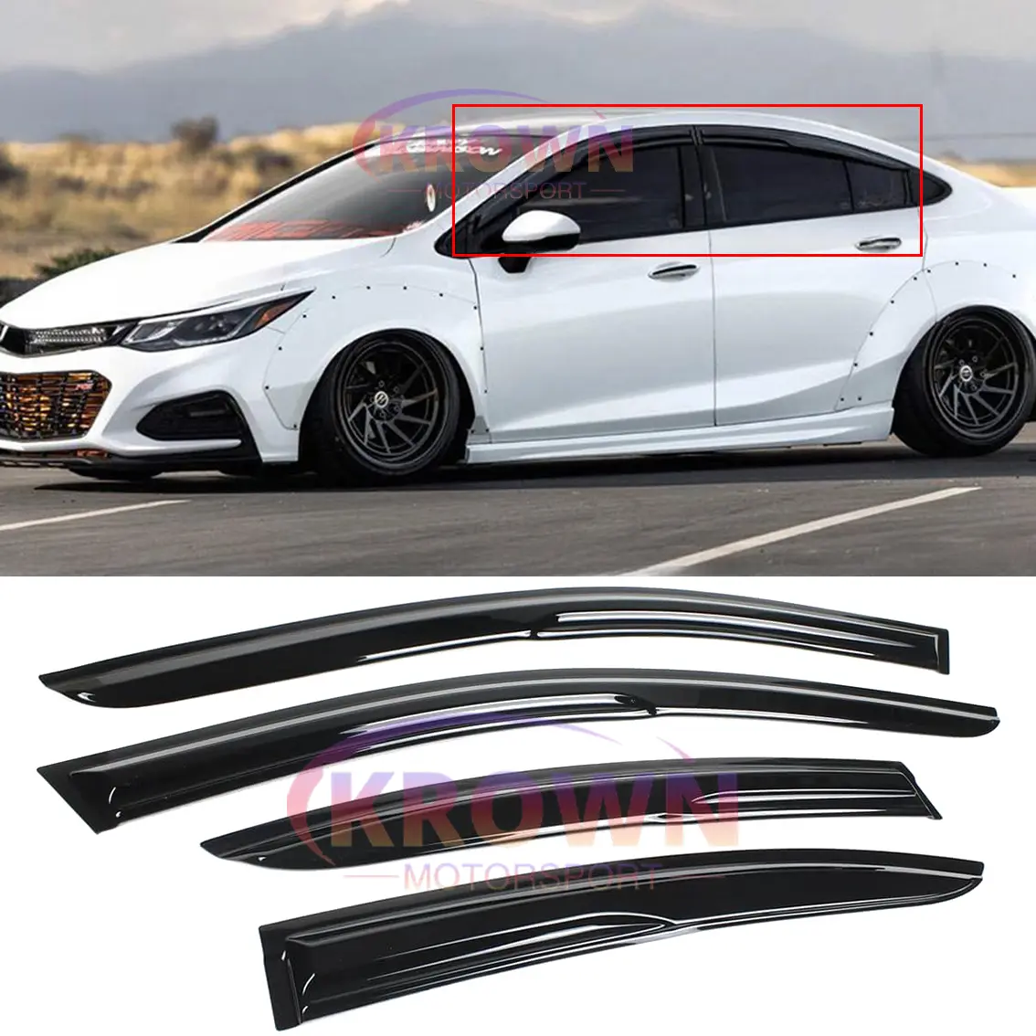FOR 2017-2020 CHEVY CRUZE SEDAN & HATCH JDM MUGEN STYLE RAIN GUARD WINDOW VISOR