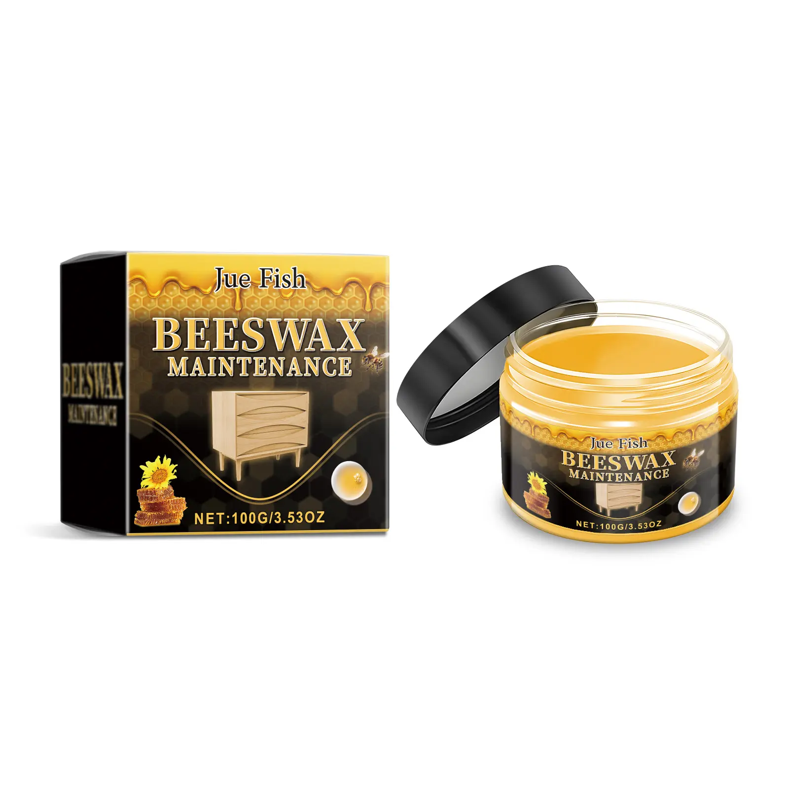 Jue-Fish Beeswax Furniture Polishing Paster Multi-Purpose Beeswax Home Cleaning Maintenance Furniture Care Brilliant Polish
