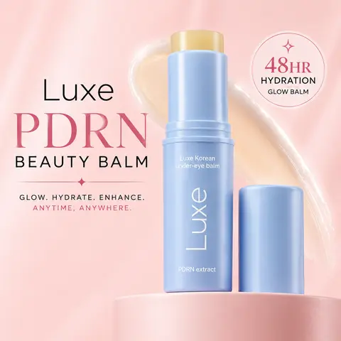 Luxe Korean PDRN Beauty Balm Stick - 48HR Hydrate, Sensitive Skin Care, Adenosine + Licorice, Face Moisturizer, Under-Eye Primer, Dark Circle Reducer, Puffiness Lifter, Fine Line Firming Treatment, Daily Use Korean Skincare