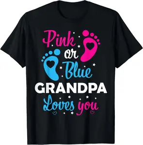 100% Cotton Gender Reveal Grandpa Grandfather Family T-Shirt