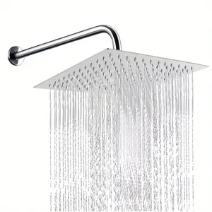 Stainless Steel Square Rain Shower Head Set, Wall Mounted, 7.87 Inch Shower Head with 11.81 Inch Arm, G 1/2 Interface, Easy Installation，Suitable For Bathrooms And Hotels, Square Showerhead