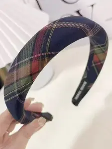 Women's Vintage Scottish Plaid Hairband, Elegant Striped Headband for Braids and Buns, Casual All-Season Accessory for Daily and Formal Wear