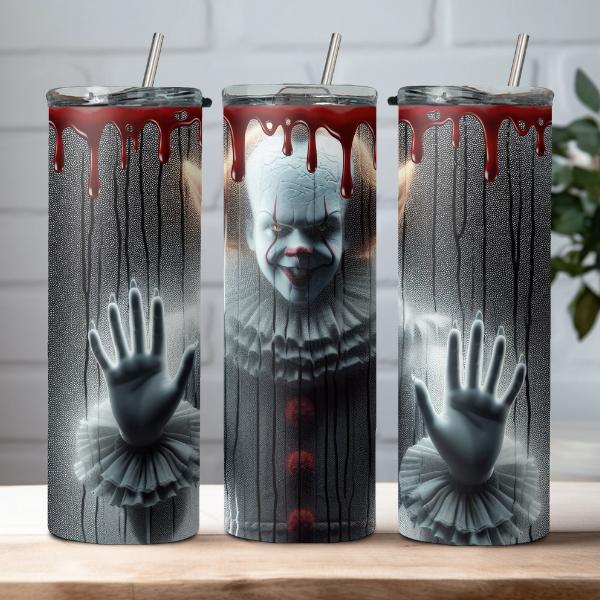 IT Pennywise Inspired Halloween 20oz Tumbler, Horror Movie Drinkware Bottle Cup