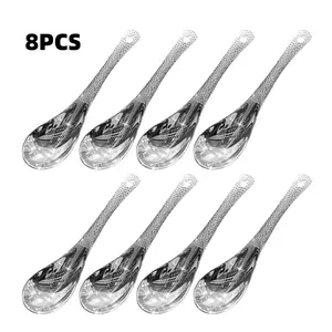 8-Piece Vintage Hammered Earl Soup Spoon Set, Stainless Steel Thickened Spoons for Home Use, Child Eating Spoons, High-End Dessert Spoons