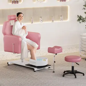 Reclining Pedicure Chair with Hydraulic Lift, Stool, Footrest & Massage Basin, Adjustable Pedicure Unit Station, 360 Swivel Spa Station Pedi Chair for Foot Bath Beauty Spa Salon Salon Home Use