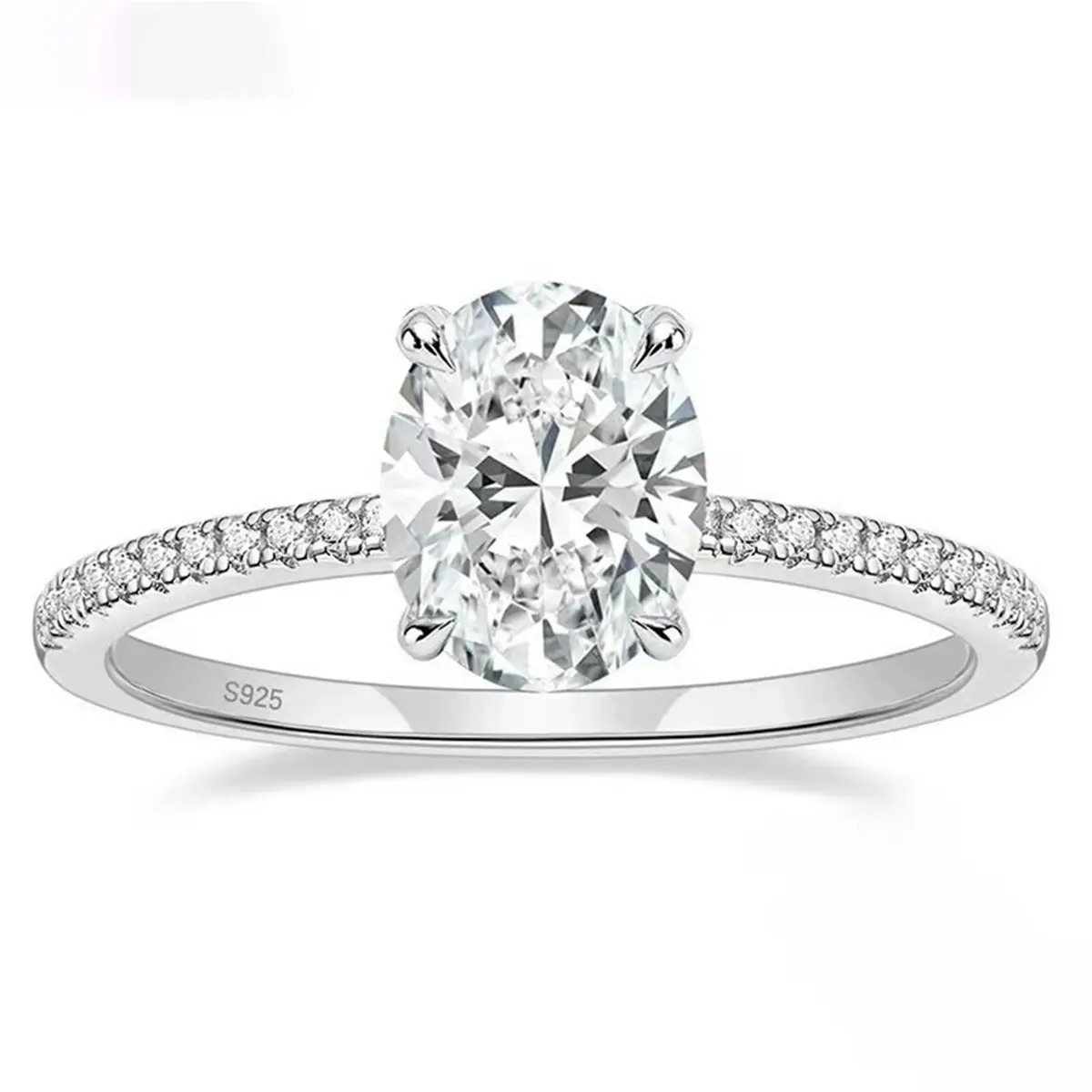 Trendytry 3CT 925 Sterling Silver Engagement Rings Oval Cut Cubic Zirconia CZ Wedding Promise Rings for Her Stunning Wedding Bands for Women tapered oval ring