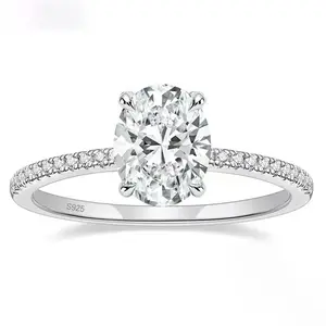 3CT 925 Sterling Silver Engagement Rings Oval Cut Cubic Zirconia CZ Wedding Promise Rings for Her Stunning Wedding Bands for Women tapered oval ring