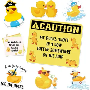 Cruise Door Decorations Magnetic- 8pcs Funny Ducks Themed Cruise Door Ship Decorations Magnets Reusable Cruising Ducks Magnet Stickers for Carnival Ship Cabin Refrigerator Decor