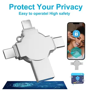 USB Flash Drive, 4 in 1 High Speed USB 3.0 Memory Stick, Thumb Drive, External Storage for iPad, Android Phones, PC and More Devices
