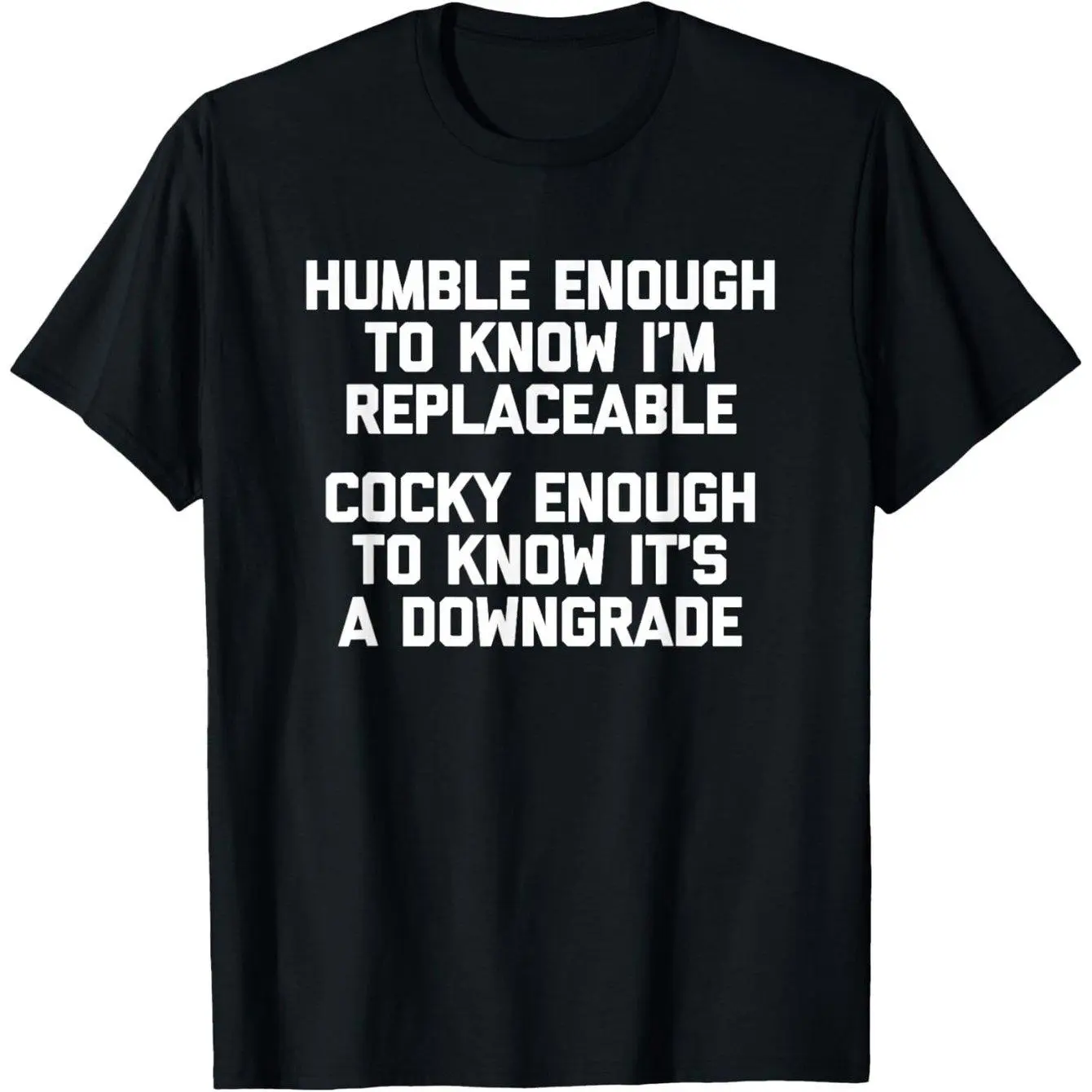 Funny printed T-shirt Humble Enough to Know That One Can Be Replaced... and Humorous T-shirt 100% Premium Cotton T-shirt