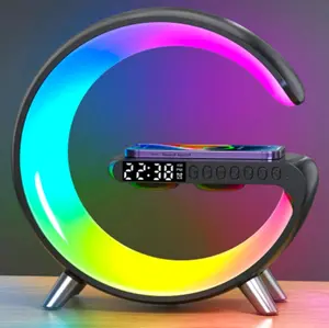 mini Smart LED Table Lamp, Smart Sunrise Alarm Clock with Bluetooth Speaker and 10 Modes, Led Desk Lamp with Wireless Charger, Digital Clock with USB Charging, Hatch Alarm Clock for Heavy Sleepers