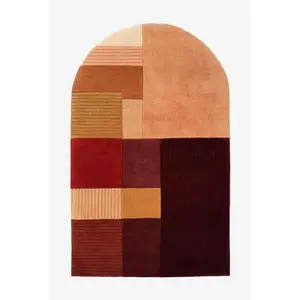 Sunset Mosaic Earth-Toned Arch Hand Tufted Wool Rug 4x6