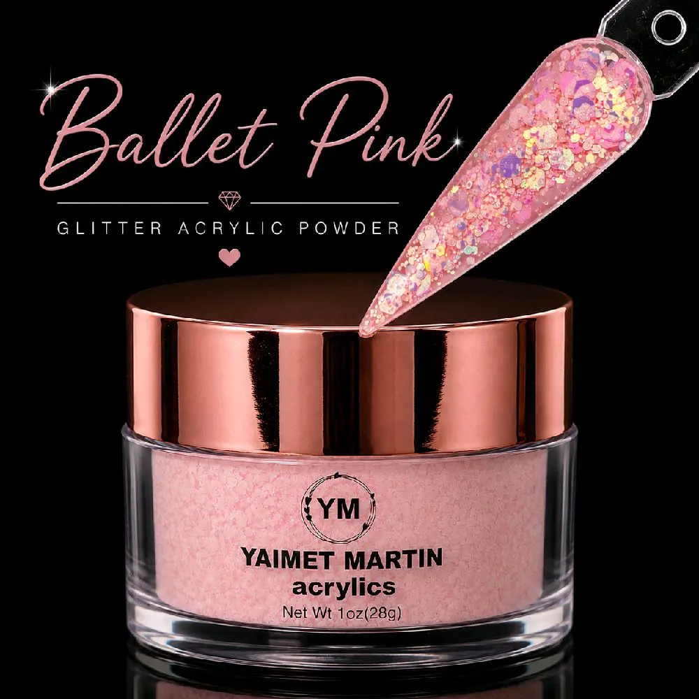 Ballet Pink  Glitter Acrylic Powder, 1 oz