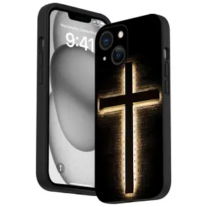 Light Cross Pattern Straight Edge Phone Case for iPhone 16 15 14 Pro Max 13 12 11 XR XS Plus Shockproof Non Slip Military-Grade Protection Silicone Cover