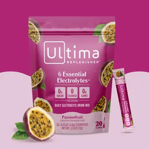 Ultima Replenisher Passionfruit Daily Electrolyte Drink Mix – 20 Sugar-Free Hydration Packets with 6 Key Electrolytes, Vitamin C & Zinc – Vegan, Keto & Non-GMO
