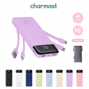 Charmast 20W Fast Charging Power Bank 20000mAh Ultra Thin Portable Charger with Built-in Cables for iPhone Android Tablet USB-C Micro USB Included Travel Friendly Rechargeable Battery Pack Black Digital Device Gadget #Summervibes