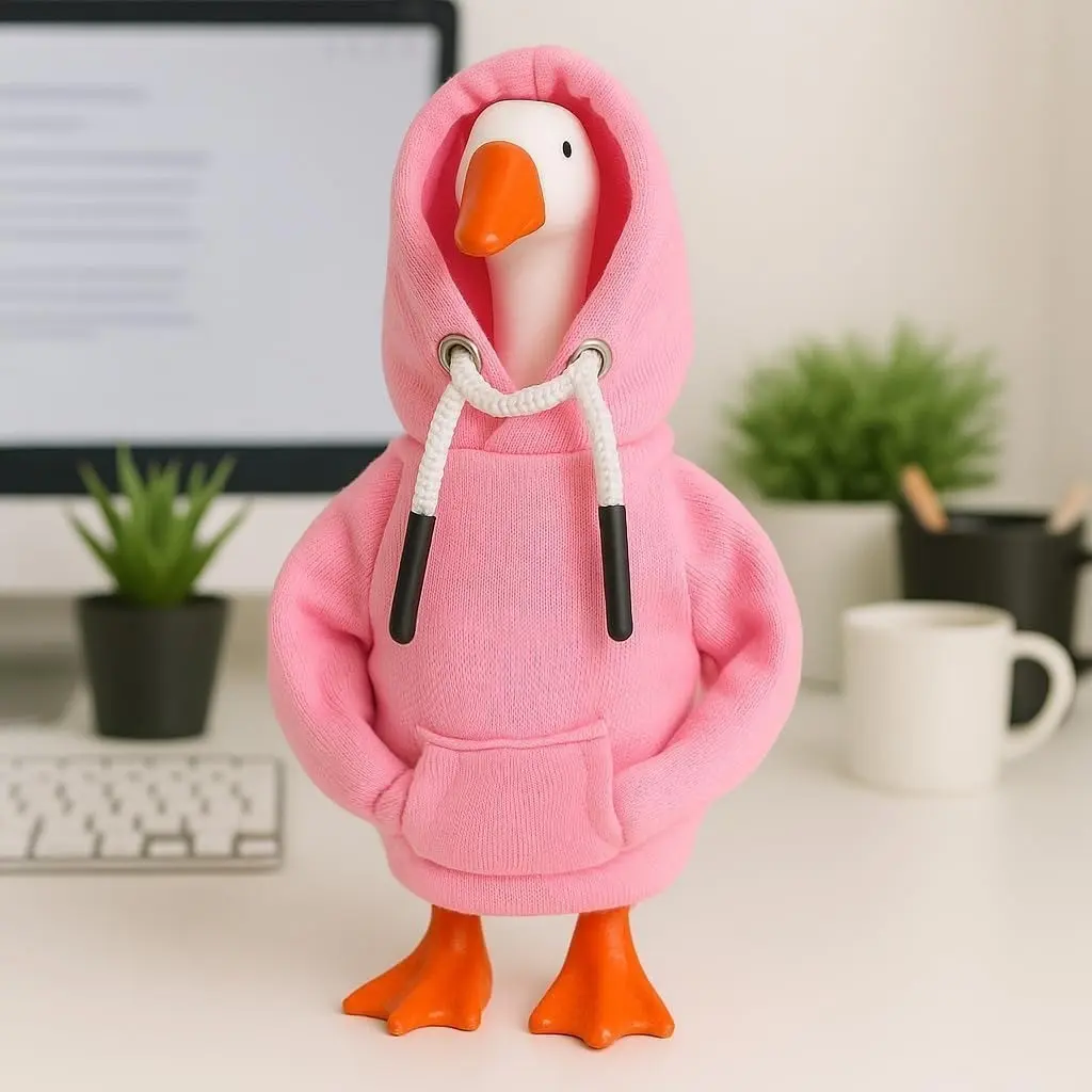 Mini Porch Goose Hoodie Decorative Desktop Accessory, Magnetic Statue Keychain Table Decor, Cute Desk Ornament, Office and Home Decoration, Key Chain Decorations