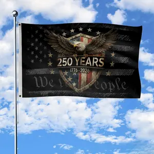 This rugged, vintage-style black flag features a soaring bald eagle and a patriotic shield below, commemorating the milestones of the United States from 1776 to 2026. It's the perfect yard decoration, allowing you to express a strong sense of national pri
