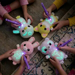 GlowMate Erasable Graffiti Plush Toy Shines in the Dark with Magic Drawing Soft Fill Animals Perfect Birthday Gift for Boys and Girls