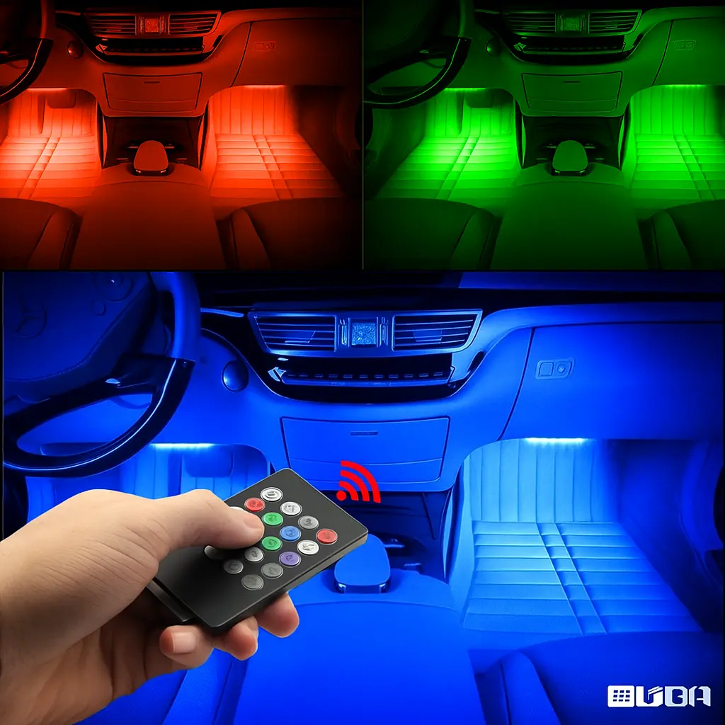 48 LED Car Interior Light Kit 4PC Music Sync RGB Strips Sound Activated USB