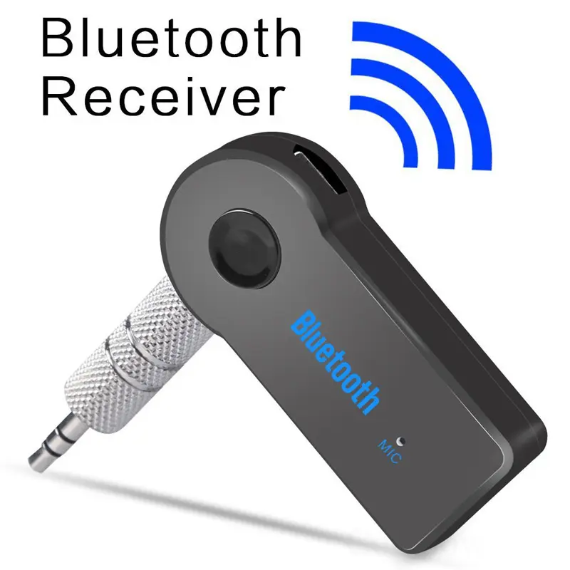 2-in-1 Bluetooth 5.0 Receiver Transmitter Adapter with 3.5mm Jack, Aux Jack, Built-in Speaker Amplifier, A2DP Support, Handsfree Calling for Car Music Audio, On-the-Go Headphone Use