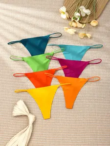 Women's Underwear Set, Soft Breathable Quick-Dry Fitted Design, Plain Style Minimalist Low Waist Briefs, All-Season Comfort Wear