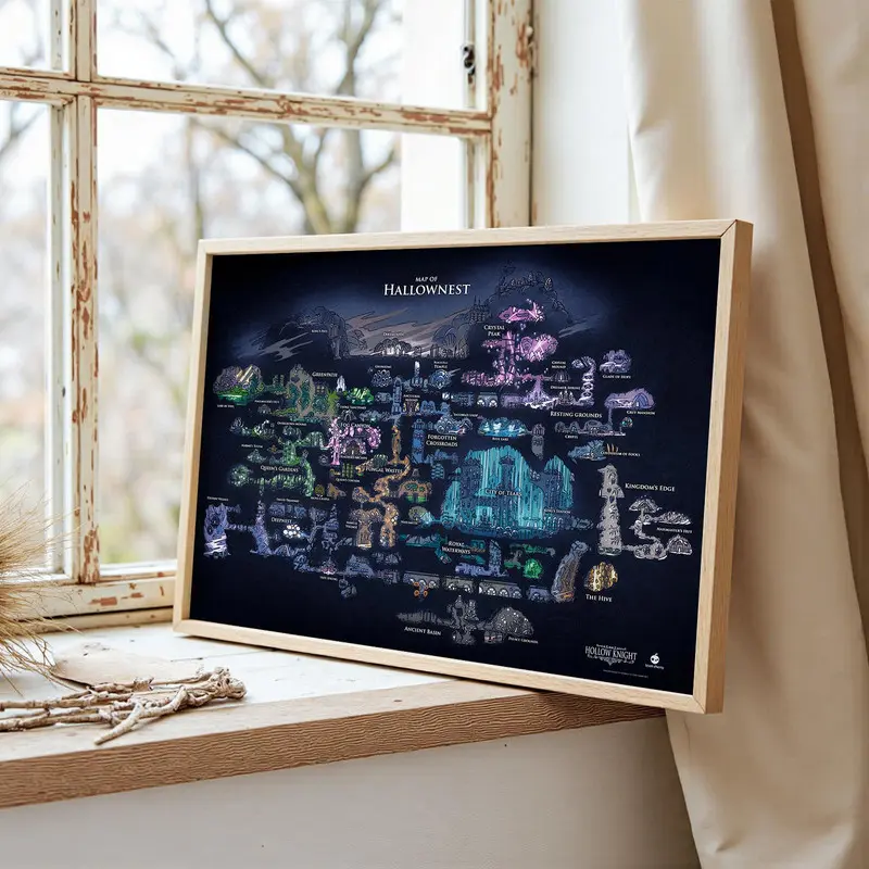 Hollow Knight Map Poster, Game Art Wall Decor, Hollownest World Map| Video Game Wall Art | SilkSong Poster| Gamer Room Decor | Game Poster Print | Home Wall Decor | Gift for Gamers