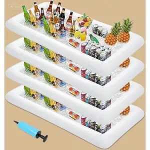 53"x25" Inflatable Serving Tray for Pool Parties, Reusable Ice Drink Cooler with Leak-Proof Design, Portable Buffet Container for Outdoor Events, Durable Summer Party Essential, Easy-to-Clean Food Storage Solution