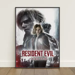 Resident Evil Requiem Poster | Leon Kennedy Wall Art | Game Canvas Print