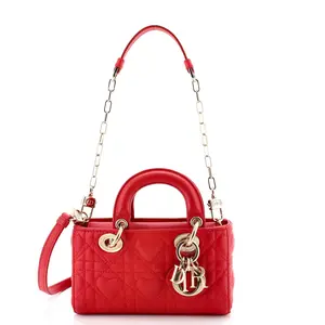 Pre-owned Dior Leather Top Handle Bags Christian Lady D Joy Bag Heart Cannage Quilt Micro by Rebag