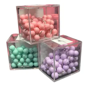 Adhesive Push Pins - 70pcs in Pink Teal & Purple - Clear Acrylic Box - Versatile for Organizing Marking and Decorating