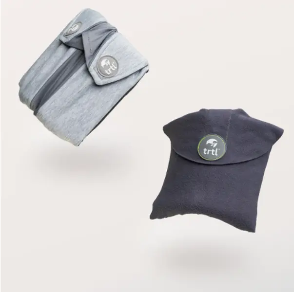 Trtl Double Comfort Bundle - Original Gray & Plus Charcoal Travel Pillows with Free Passport Holder for Ultimate Travel Essentials
