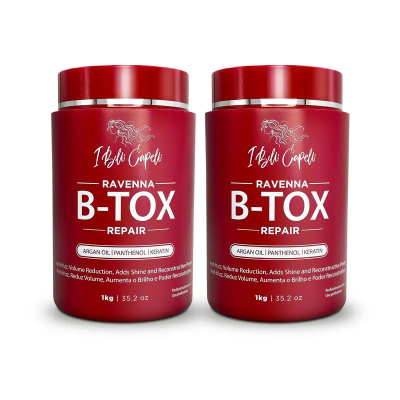 I Belli Capelli Ravenna Botox Capilar Hair Mask Kit - Cruelty-Free Argan Oil Hydrating Haircare, Nourishing Hair Treatment with Keratin Blend (Leave 30 Min, Adults, All Types, Smooth, Repair, Frizz Control, 2x1kg/2x35.02 oz)