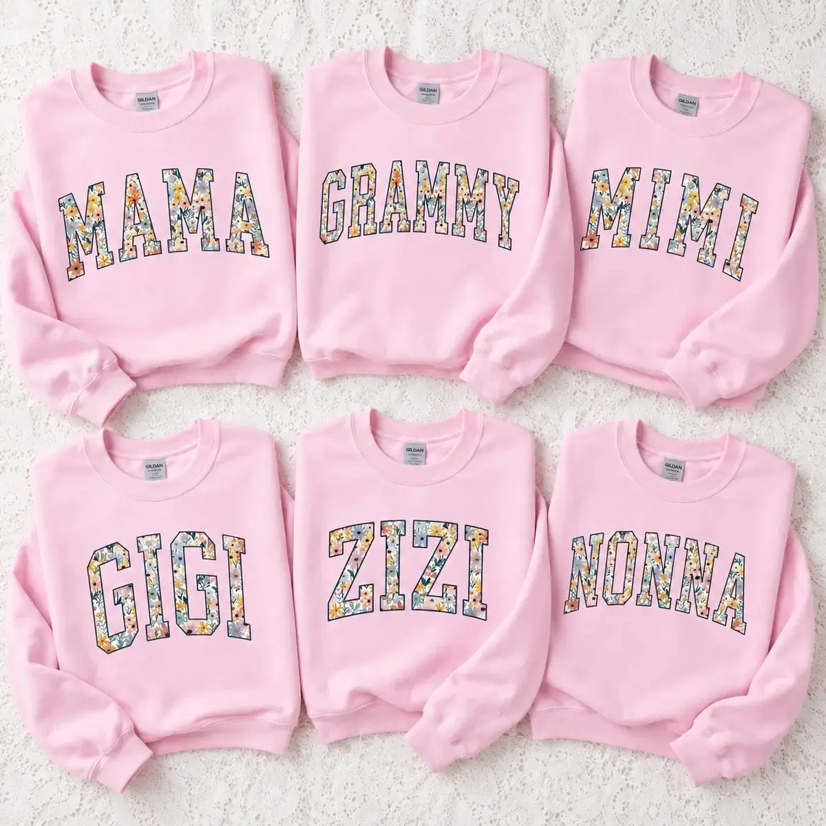 Personalized Floral Family Sweatshirt, Mama Grammy Mimi Gigi Zizi Nonna Crewneck, Custom Grandma Sweatshirt, Mother's Day Gift, Gildan Unisex Pullover - TrendWear USA